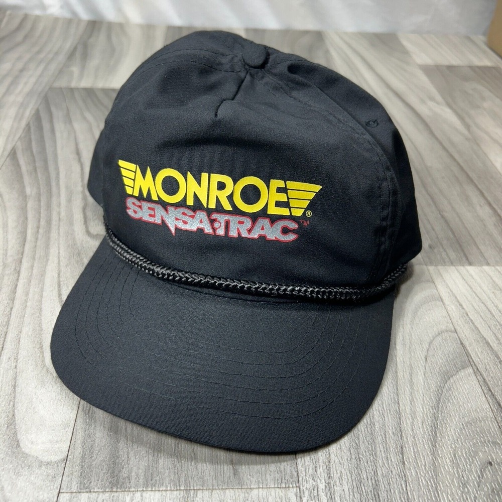 Vintage Monroe Sensatrac‎ Co. Baseball Cap Mens OS Adjustable Black Snapback Hat
